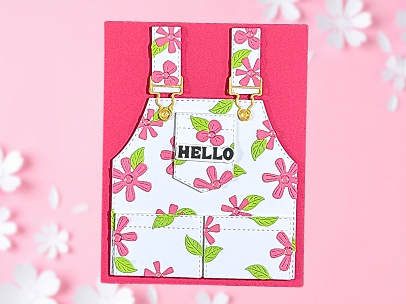 Floral Garden Overalls Handmade Card