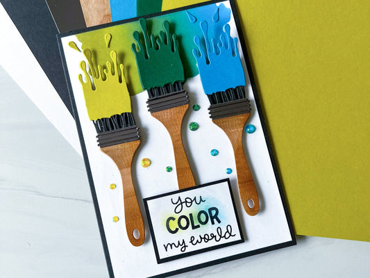 "You Color My World" Paintbrush Greeting Card