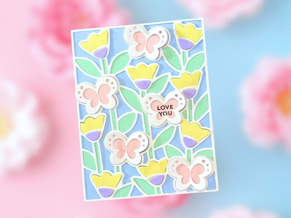Pastel Flowers Die Cut Inlay Card – Cardstock Warehouse