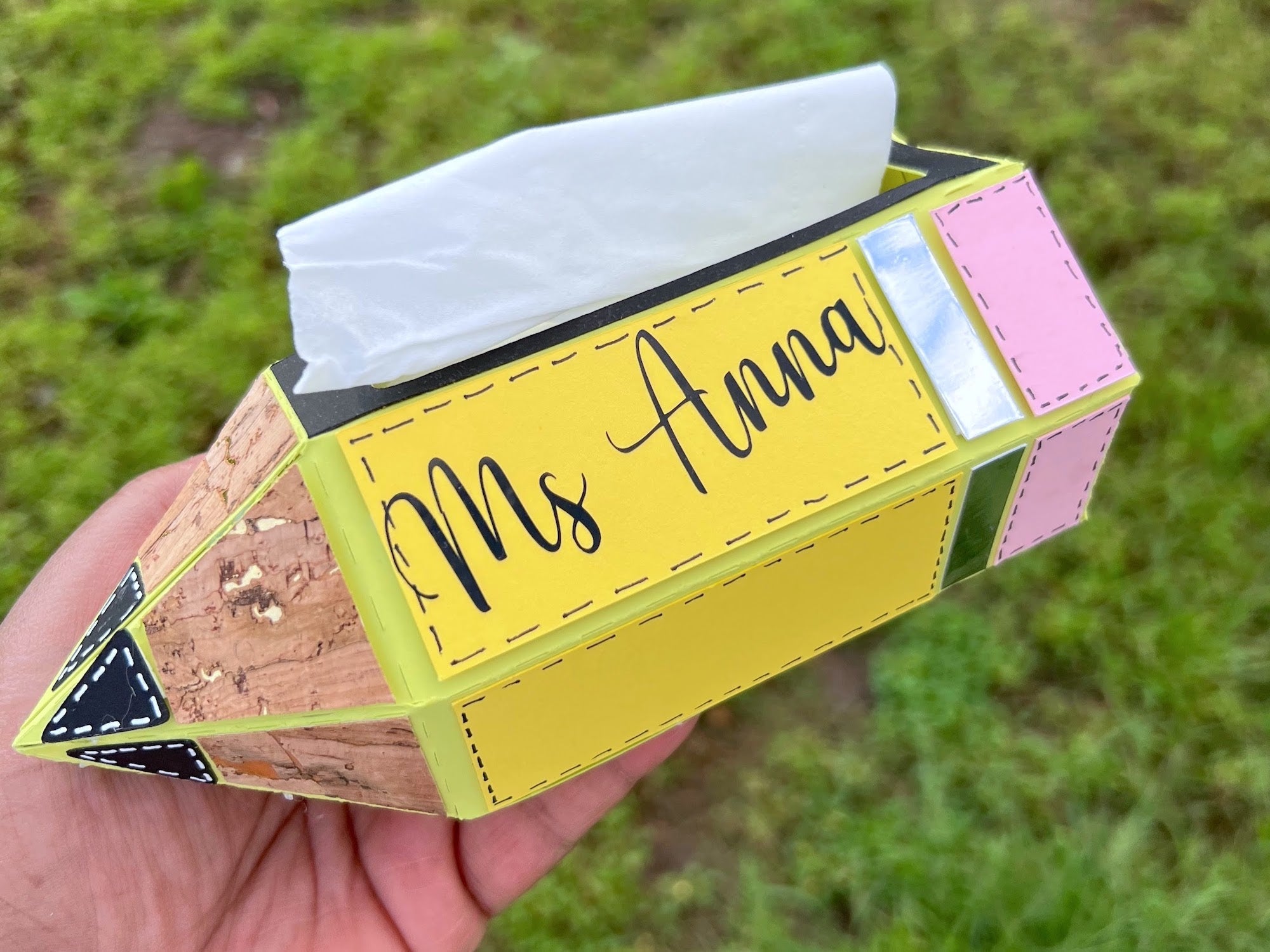 3D Paper Pencil Tissue Box Teacher Gift