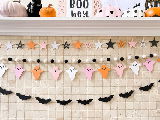 Pink Ghost and Star Halloween Banners