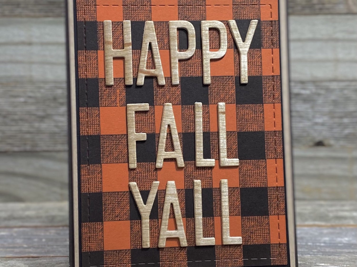 Fall Card with Printed Plaid Background-Cardstock Warehouse