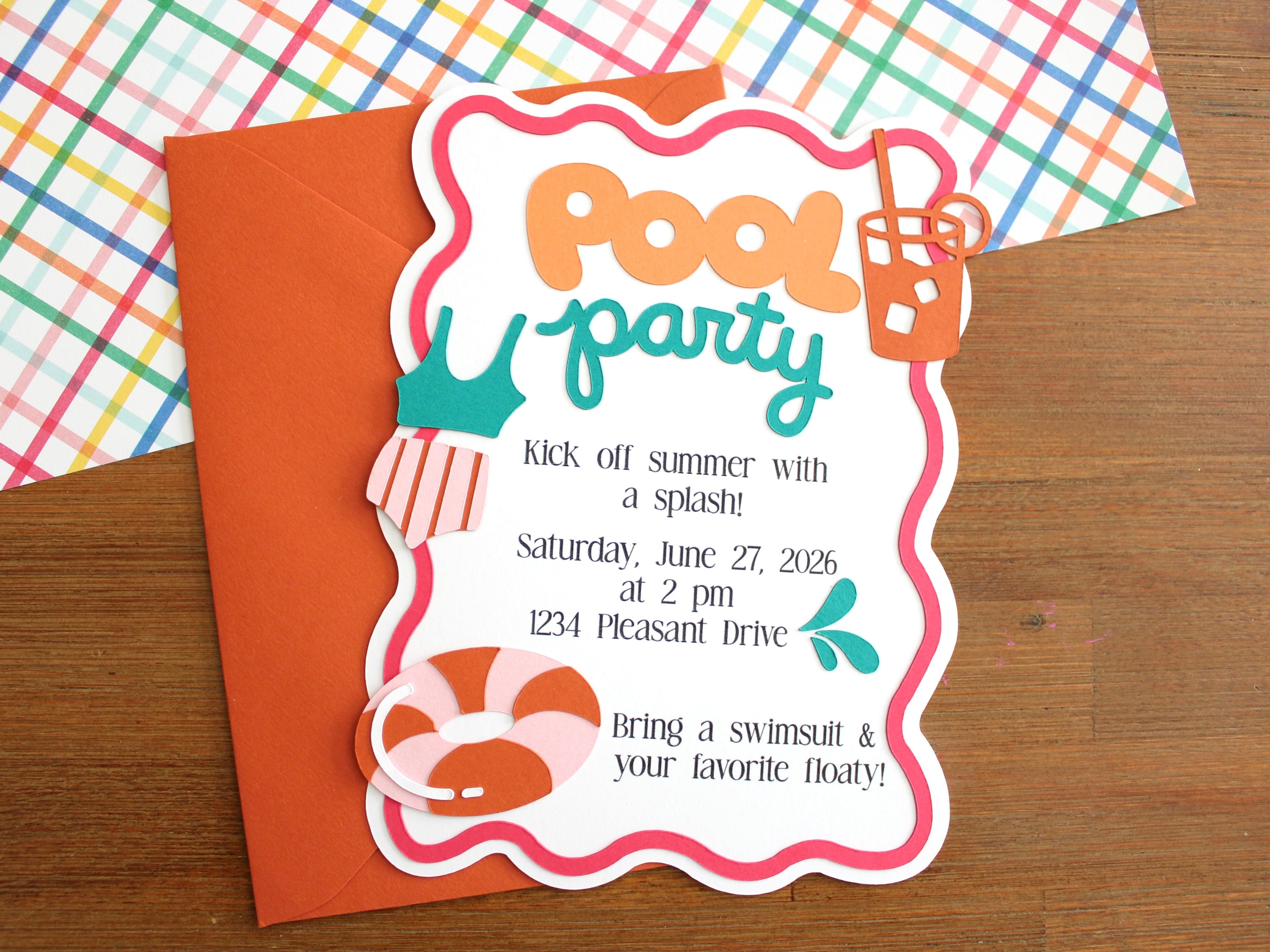 Die Cut Pool Party Invitation