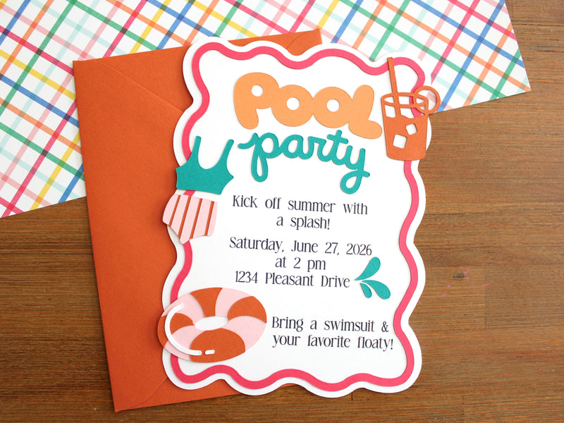 Die Cut Pool Party Invitation