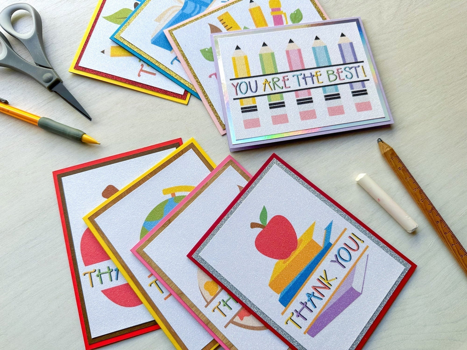 Printable Glitter Teacher Cards