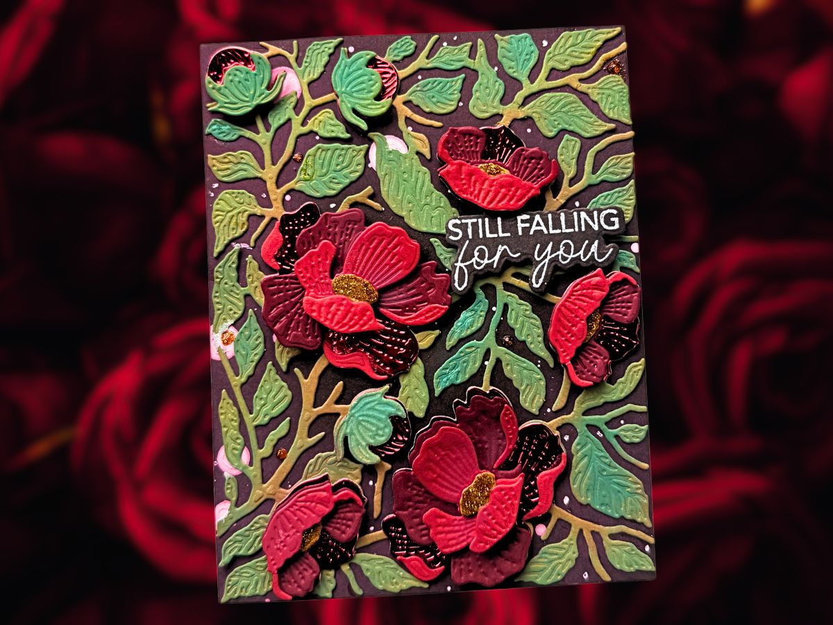 Red Vintage Roses Handmade Valentine's Day Card