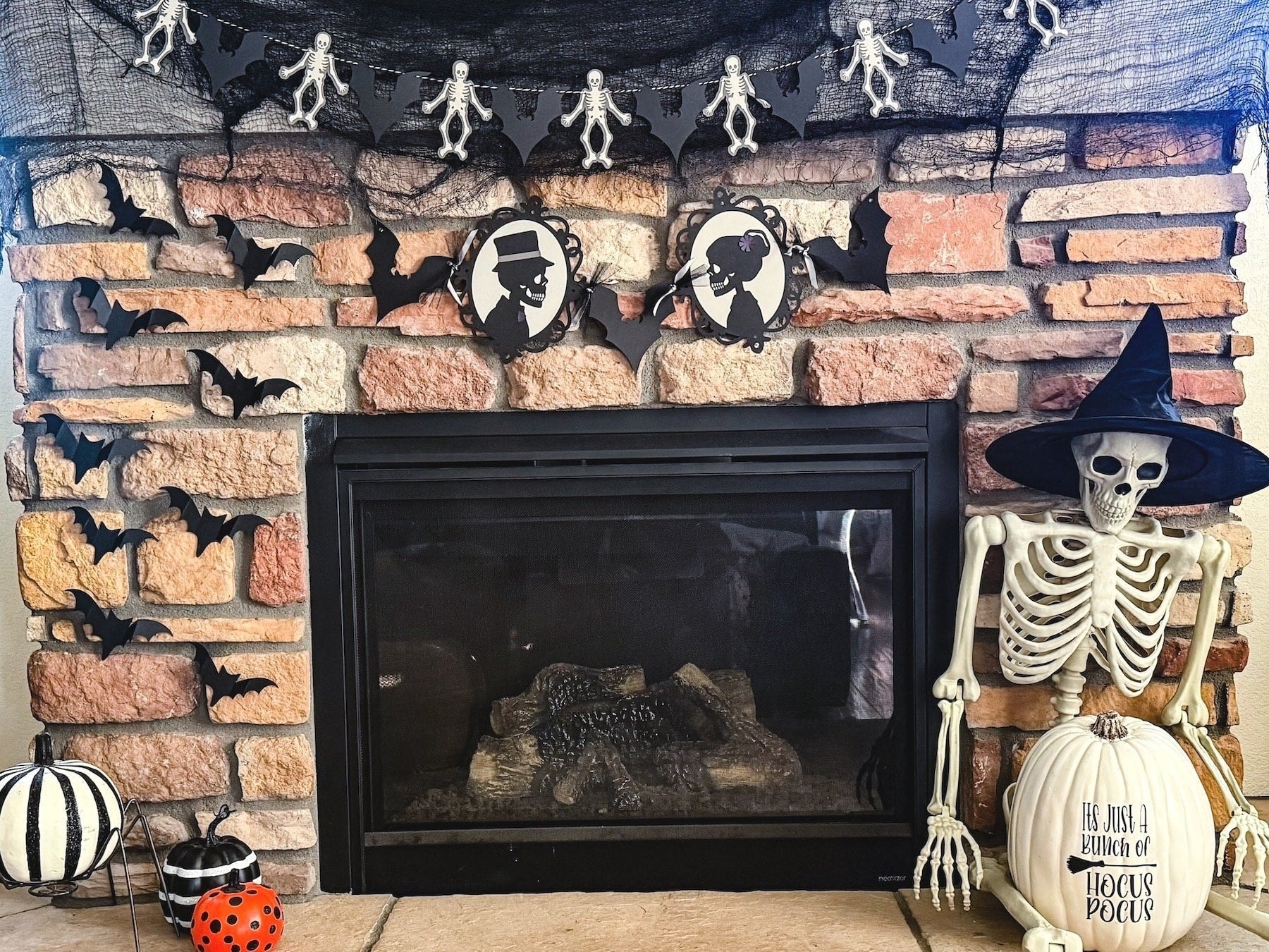 Skeleton Silhouette Banners with Bats