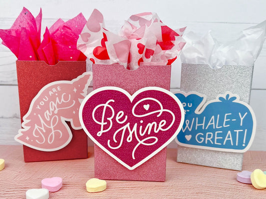 Classroom Valentine Sparkle Paper Gift Boxes