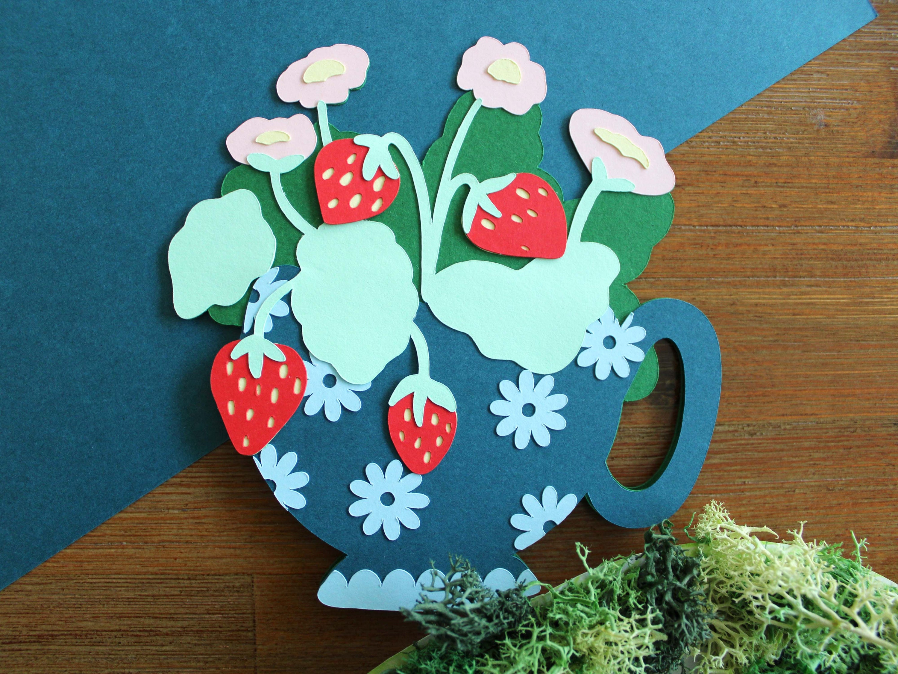 Spring Strawberry Teacup Card