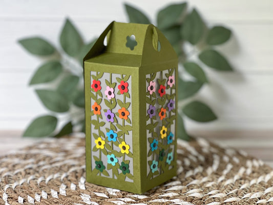 Paper Lantern with Rainbow Flowers