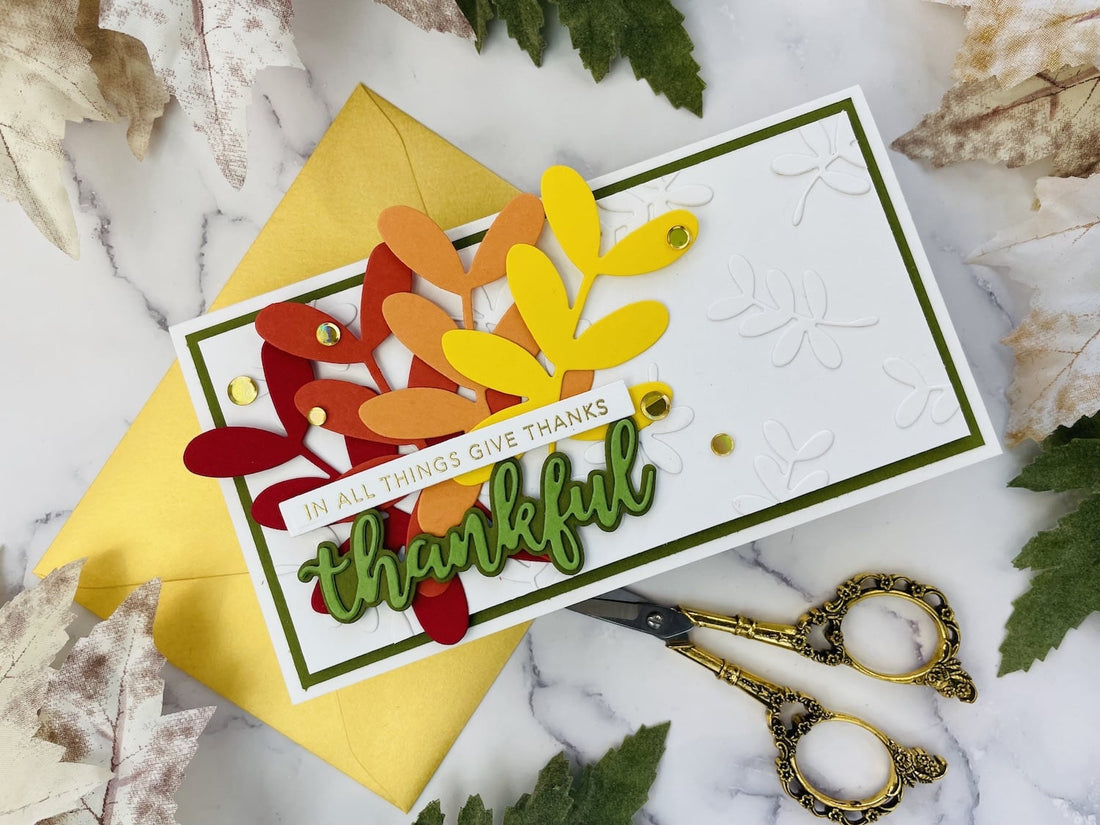 Give Thanks Fall Leaves Card