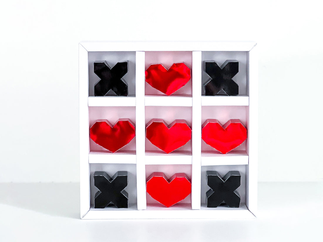 3D Valentine's Day Cardstock Paper Tic-Tac-Toe Board