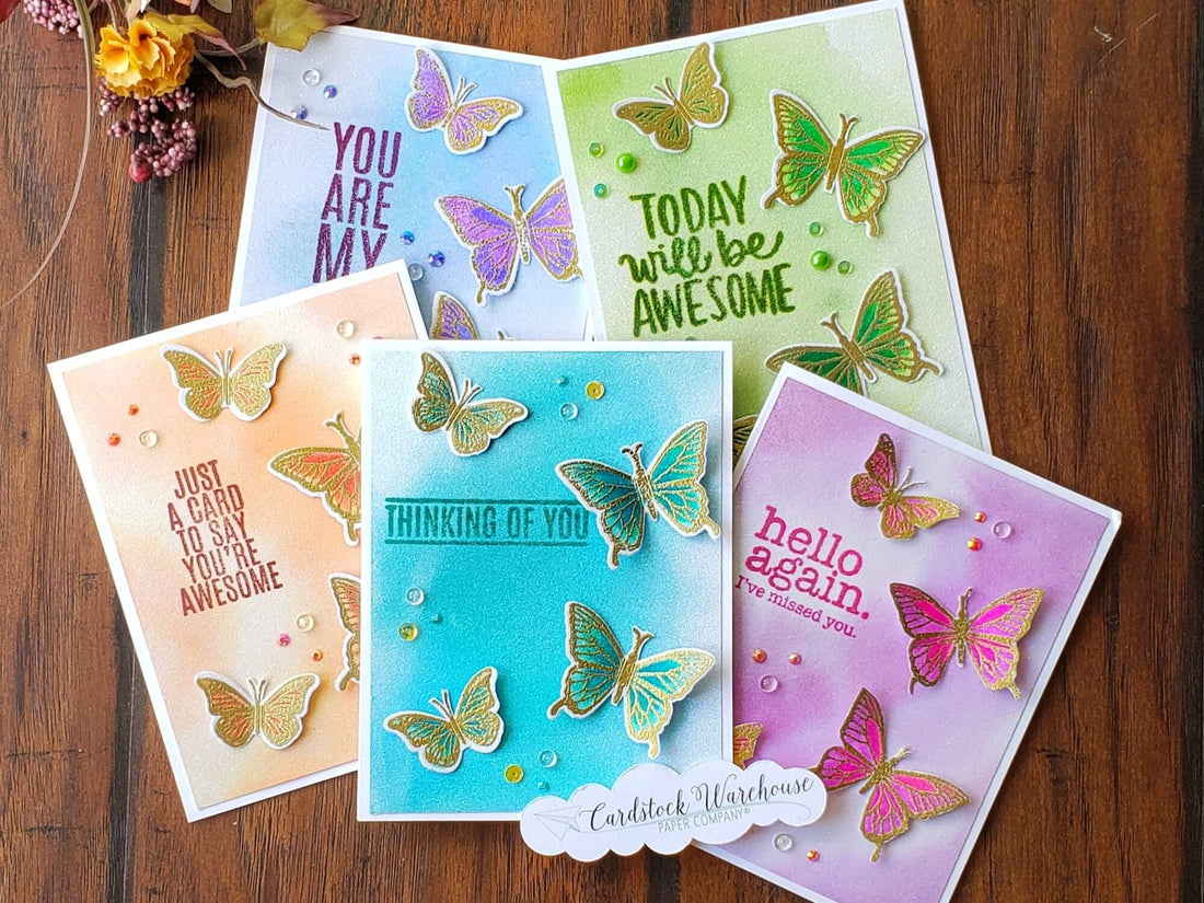 Watercolor Sparkle Paper Butterfly Cards