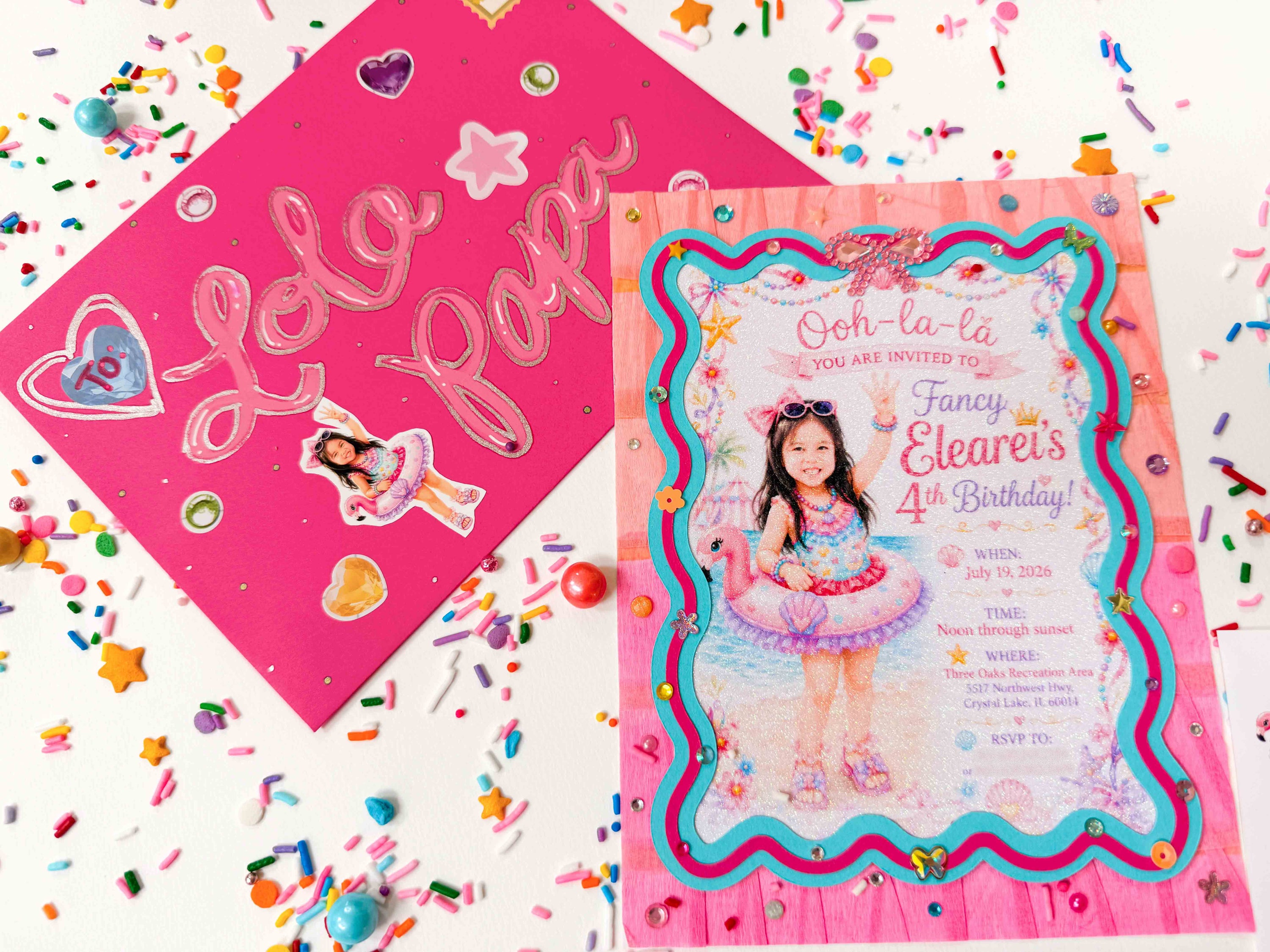 Printed Glitter Birthday Invitations
