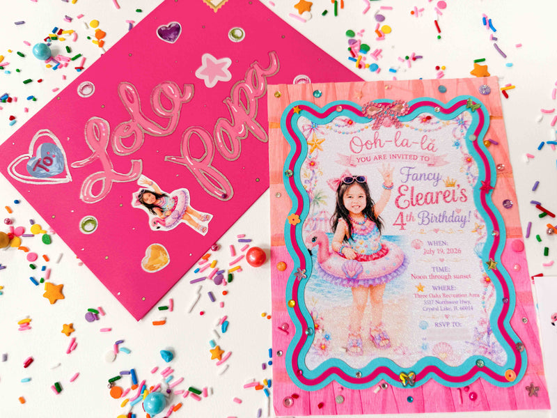 Printed Glitter Birthday Invitations