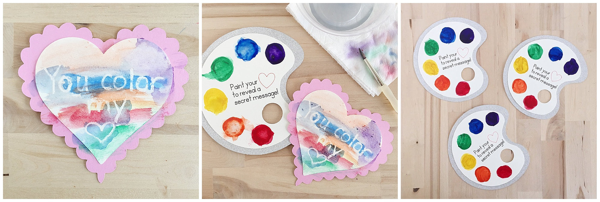 Watercolor Resist Valentines