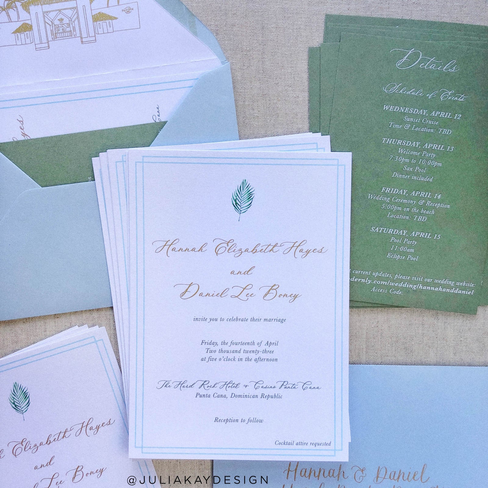 Colorplan Azure Blue and Mid-Green Wedding Suite