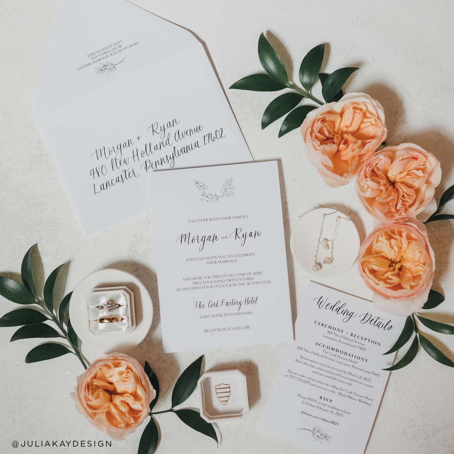 bright white invitation suite