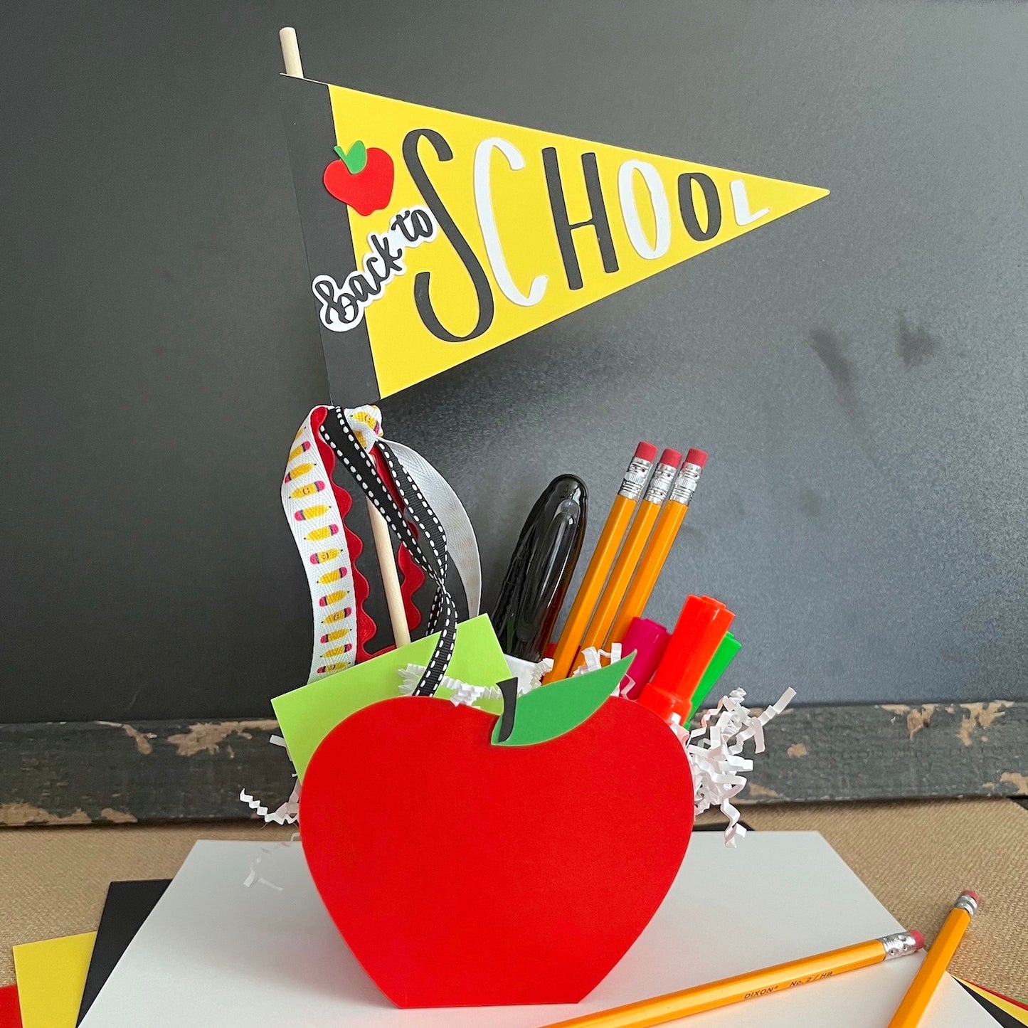Lessebo Colours Cardstock Back To School Apple Teacher Gift Box 