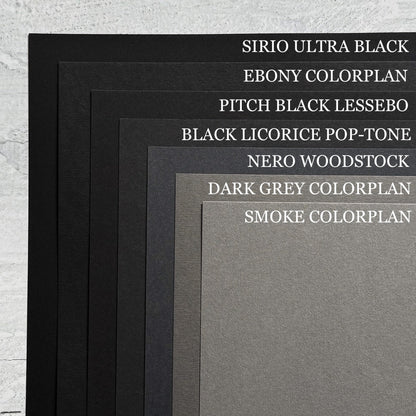 black cardstocks comparison photo