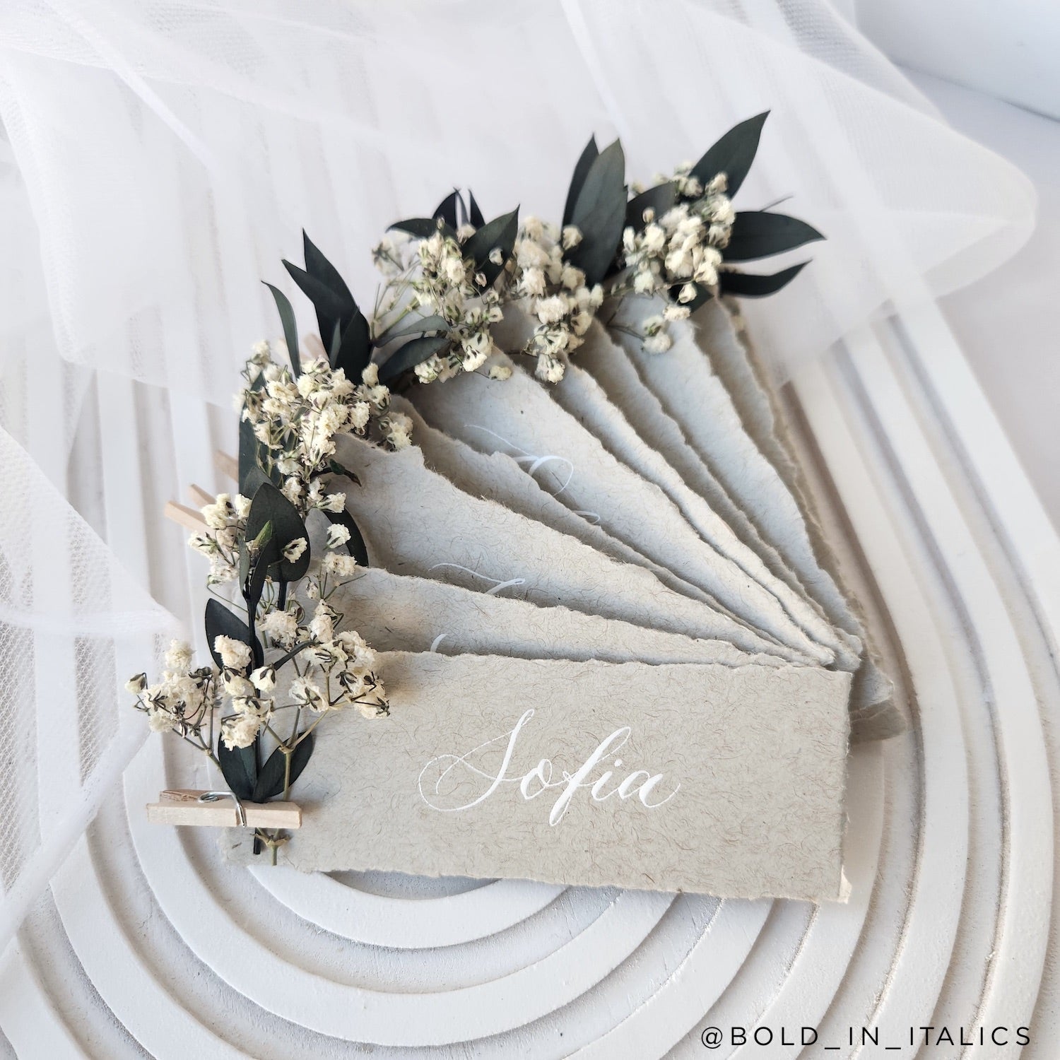 Gray Kraft Cardstock Place Cards fanned