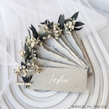 Gray Kraft Cardstock Place Cards fanned