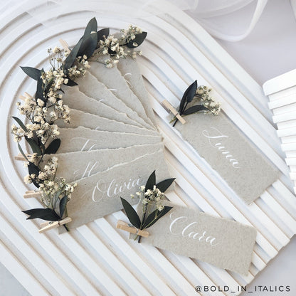 Gray Kraft Cardstock Place Card closeup