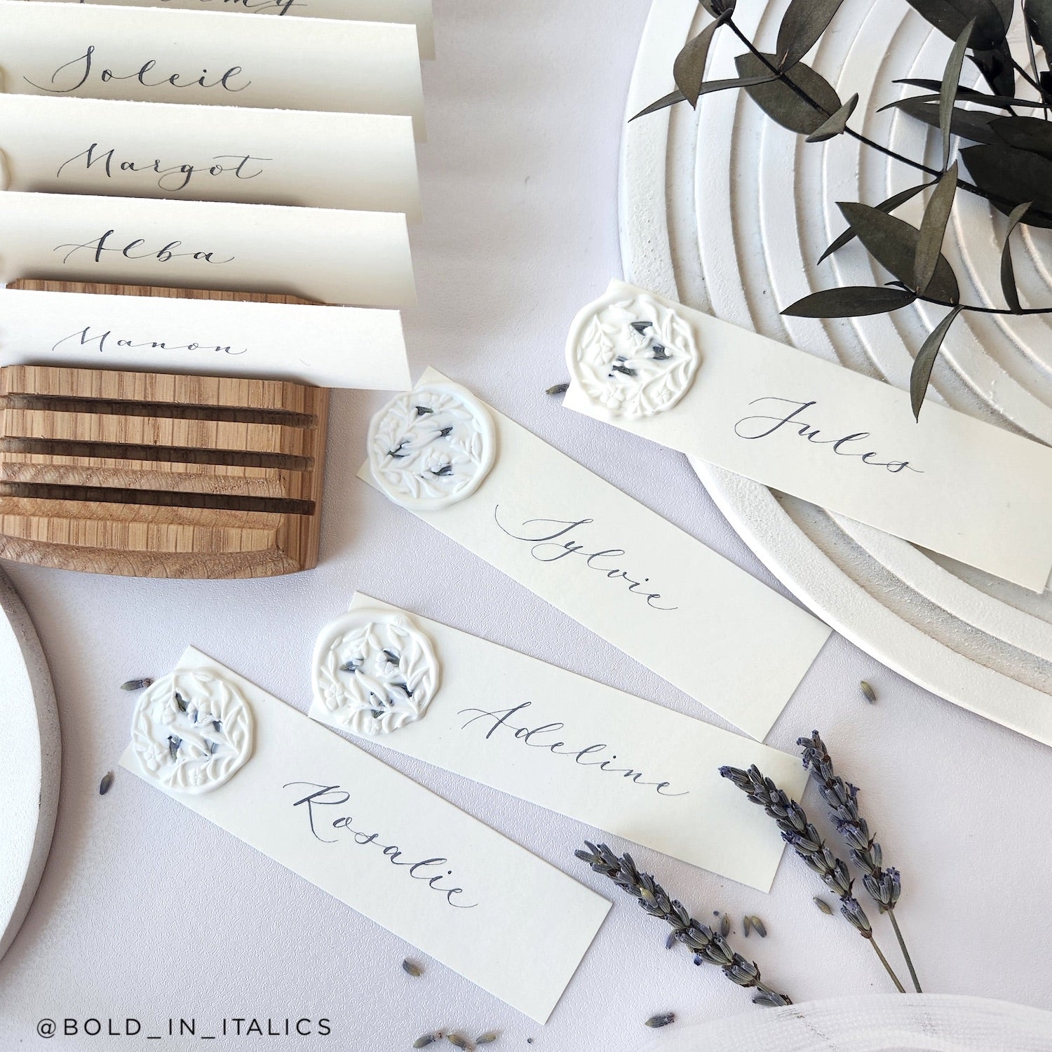 ivory lessebo wedding place cards with wax seal