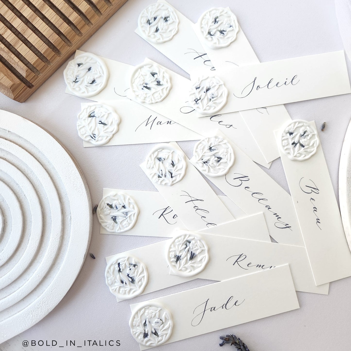 ivory lessebo wedding place cards with wax seal