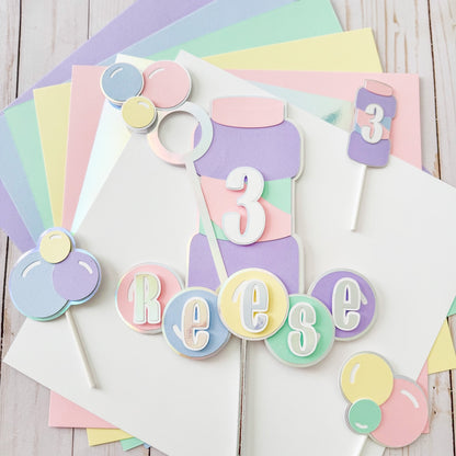 Bubbles Party Cake Topper Pastel Dreams