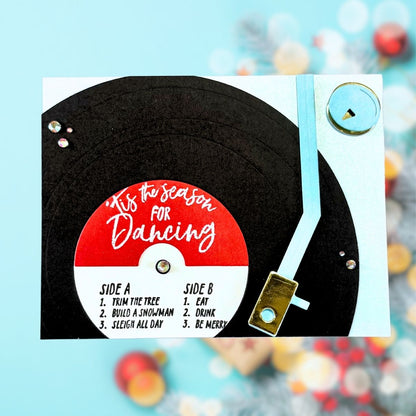 Christmas carol record player handmade card