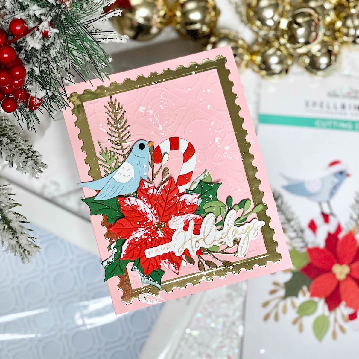 Christmas Bird and Foliage Handmade Card