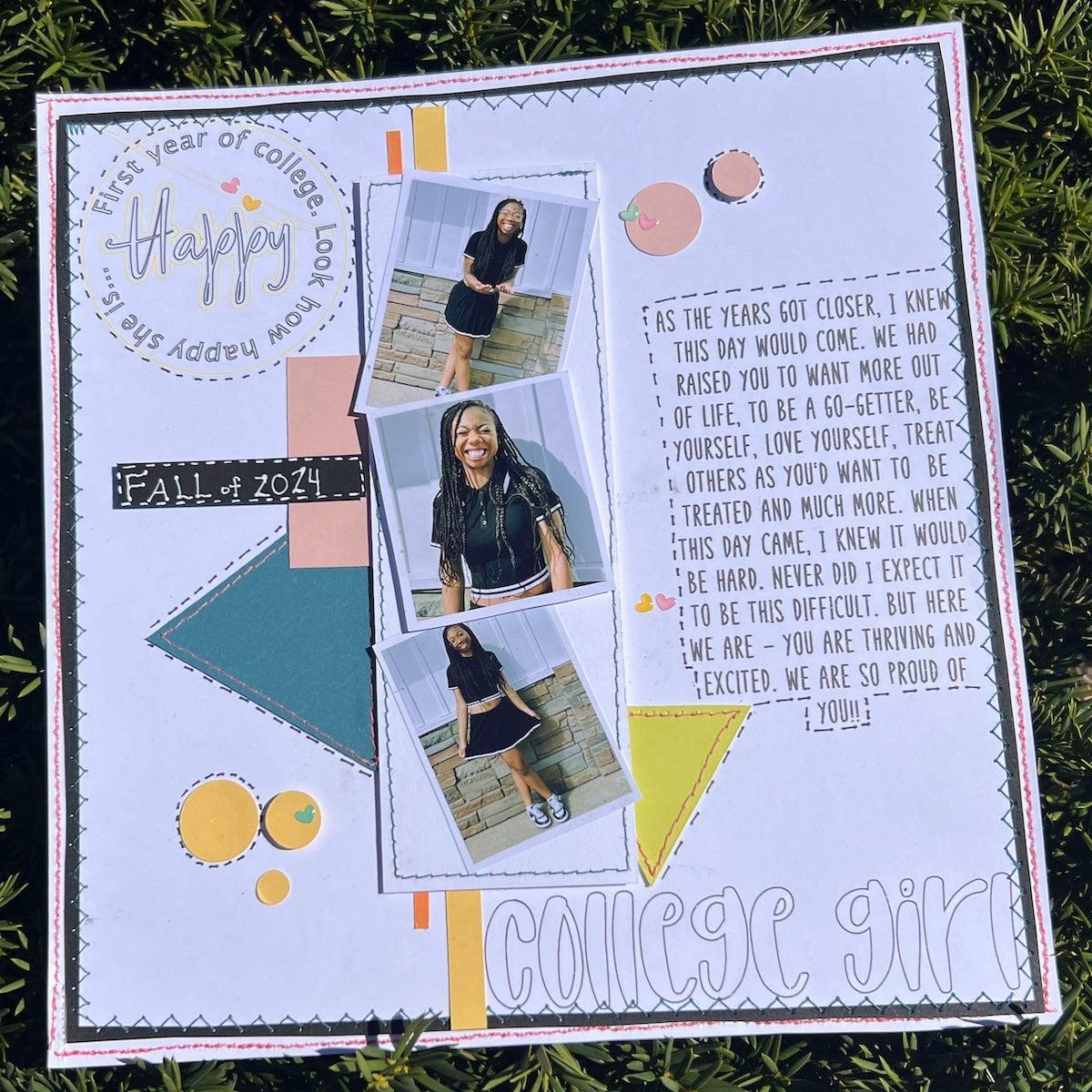 college girl scrapbook layout using Woodstock papers