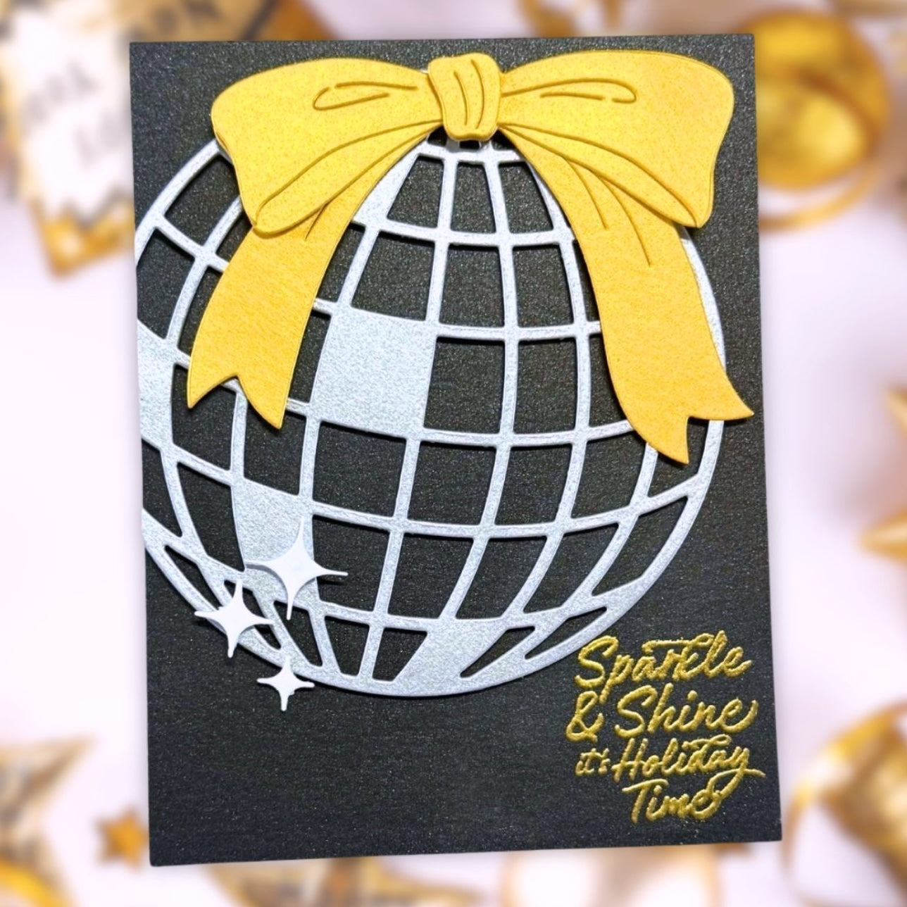 disco ball shiny holiday card using Stardream Metallic paper