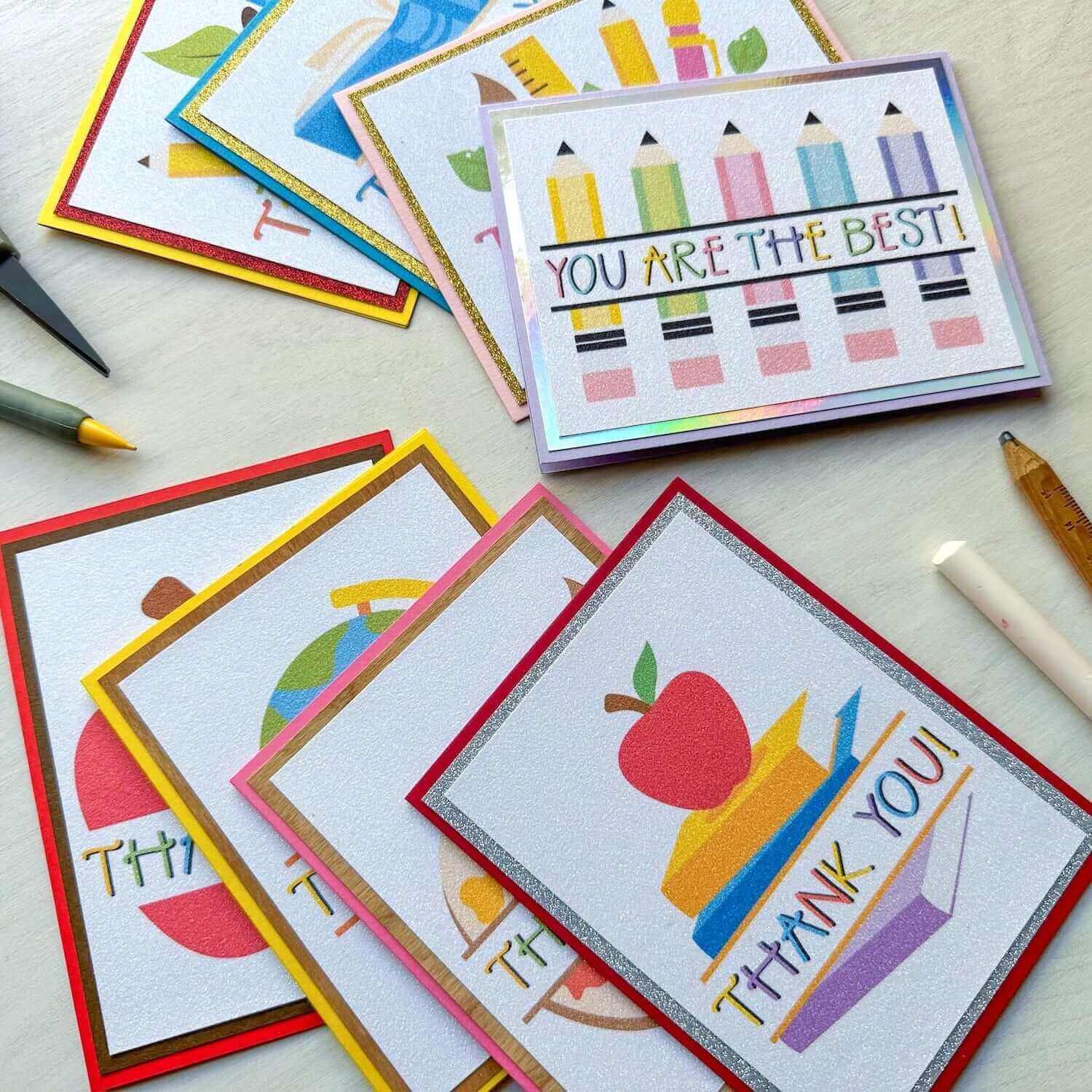Printable Glitter Teacher Cards