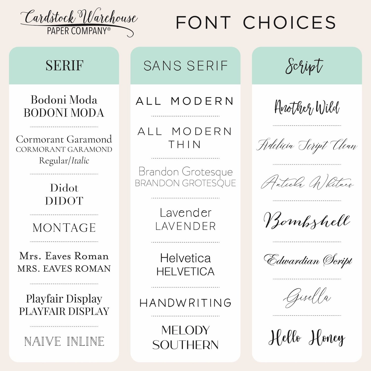 Print Font Options