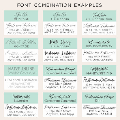 Example of font option combinations