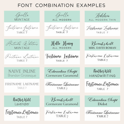 Proof Print Place Cards - Escort Cards-font_combo_escort_card_examples-Cardstock Warehouse