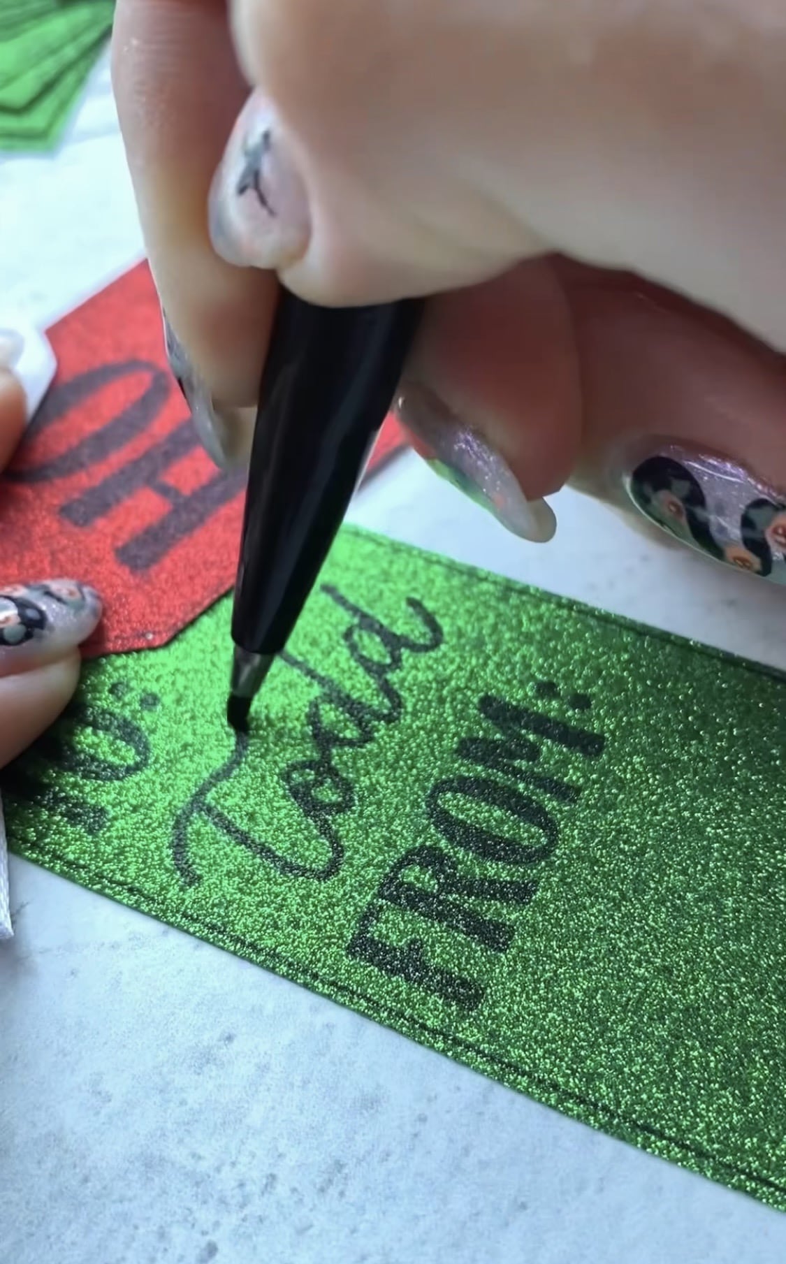  Red Diamond Print Inkjet Glitter Cardstock