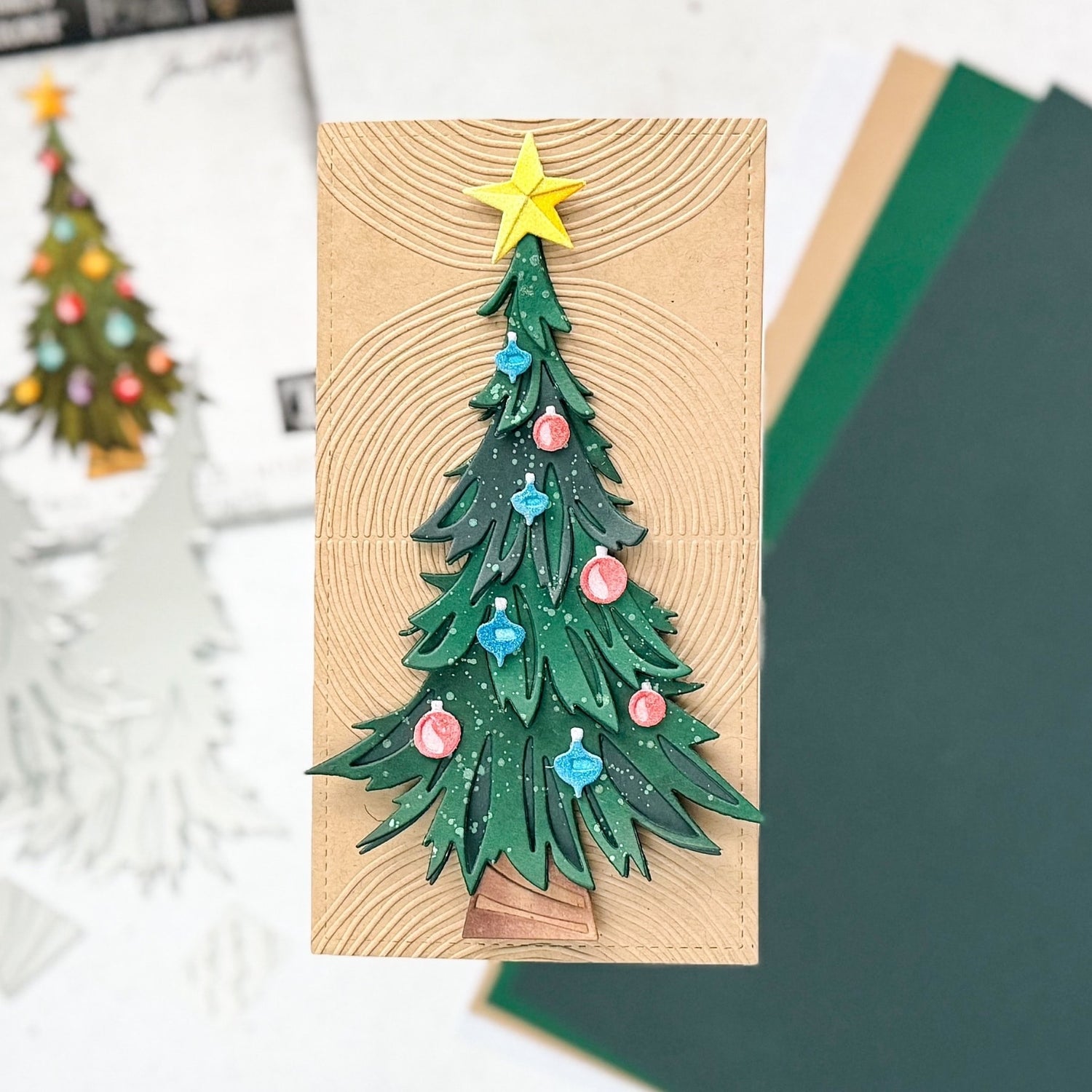 Layered Die Cut Christmas Tree Handmade Card
