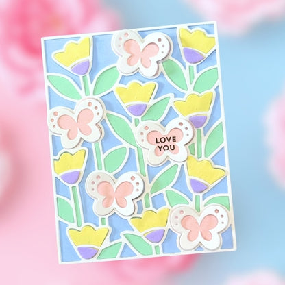 Pastel Flower Die Cut Inlay Handmade Card