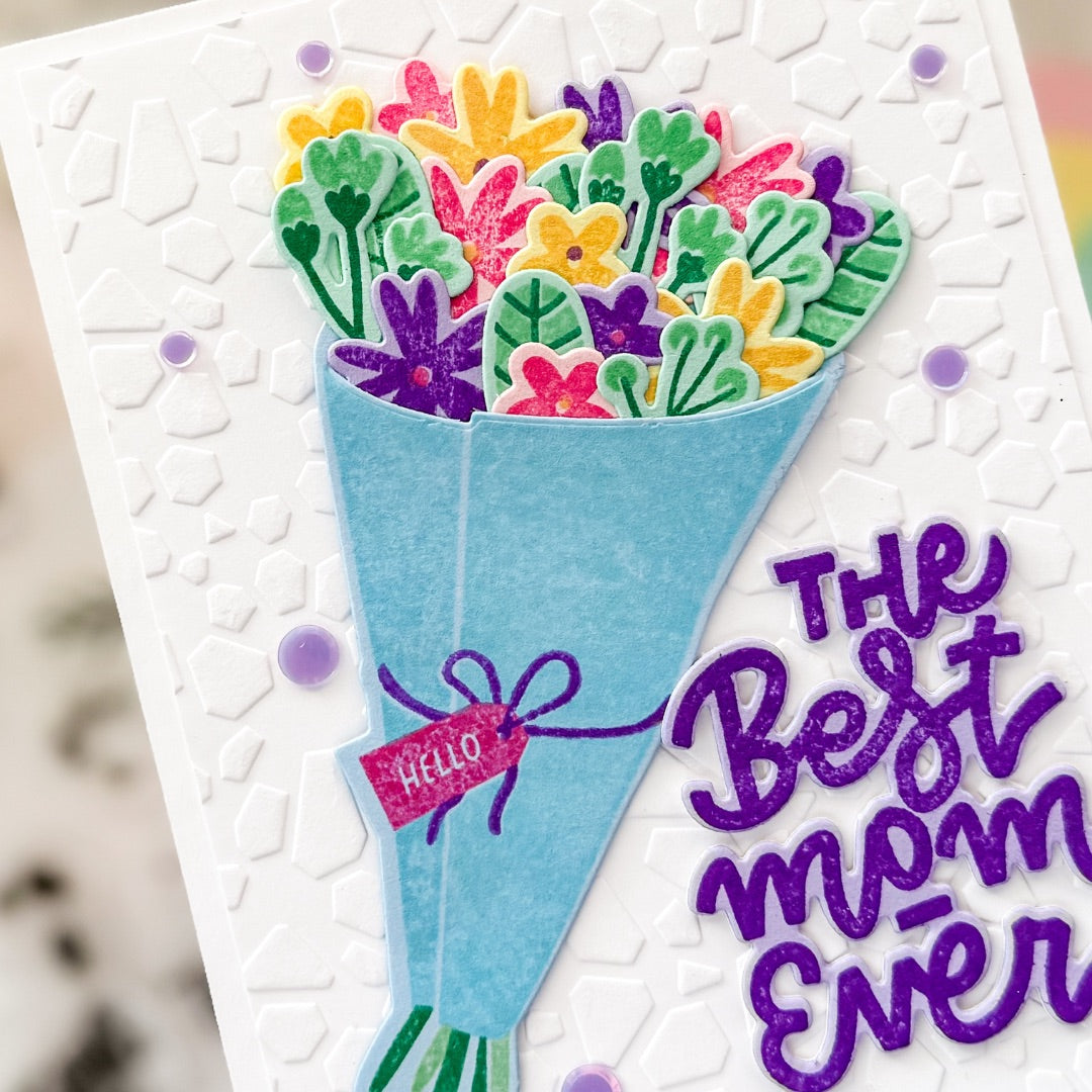 stamped flowers on Pastel Dreams Colorplan cardstock