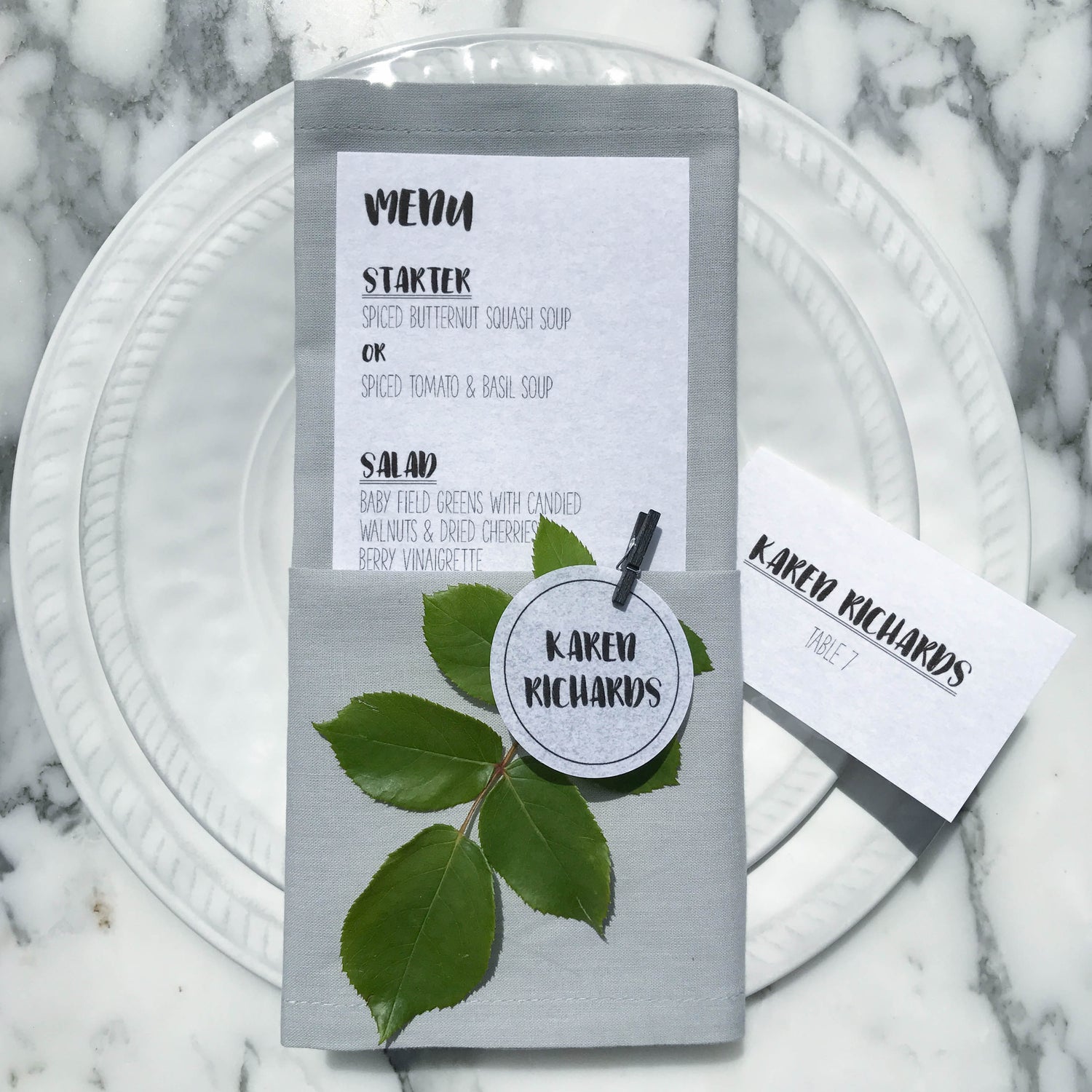 Pergamenata Place card and menu