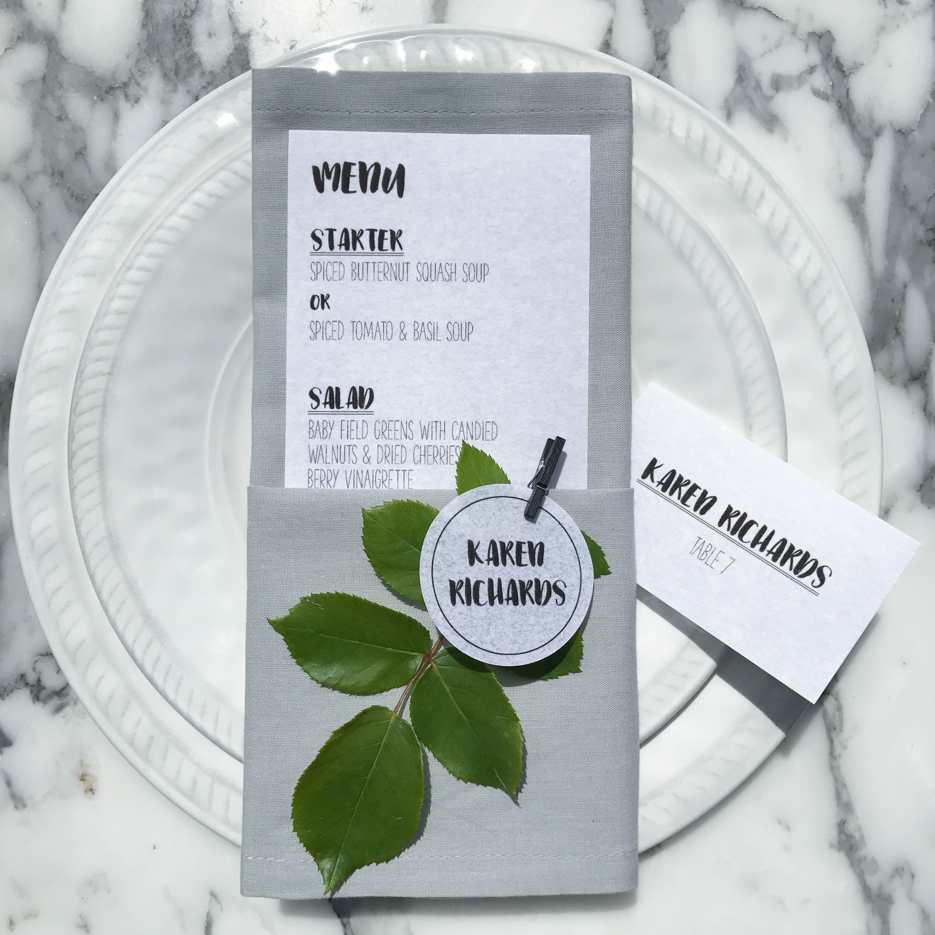 Pergamenata Place card and menu