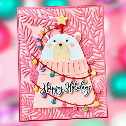 Pink Holiday Card using Lessebo Blossom, Flamingo, Bubblegum, Cherry, and White papers from Sweetheart Shades Multipack