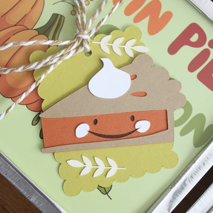 pumpkin pie gift tag using Rust, Chartreuse, and Harvest Colorplan