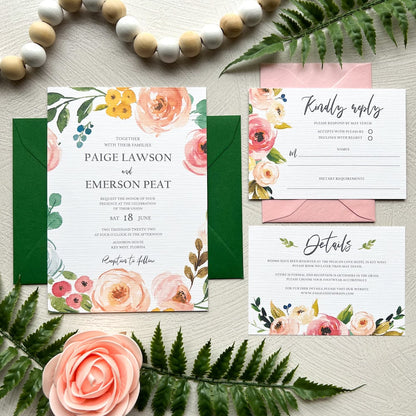 Regal White Linen Cardstock Wedding Invitation