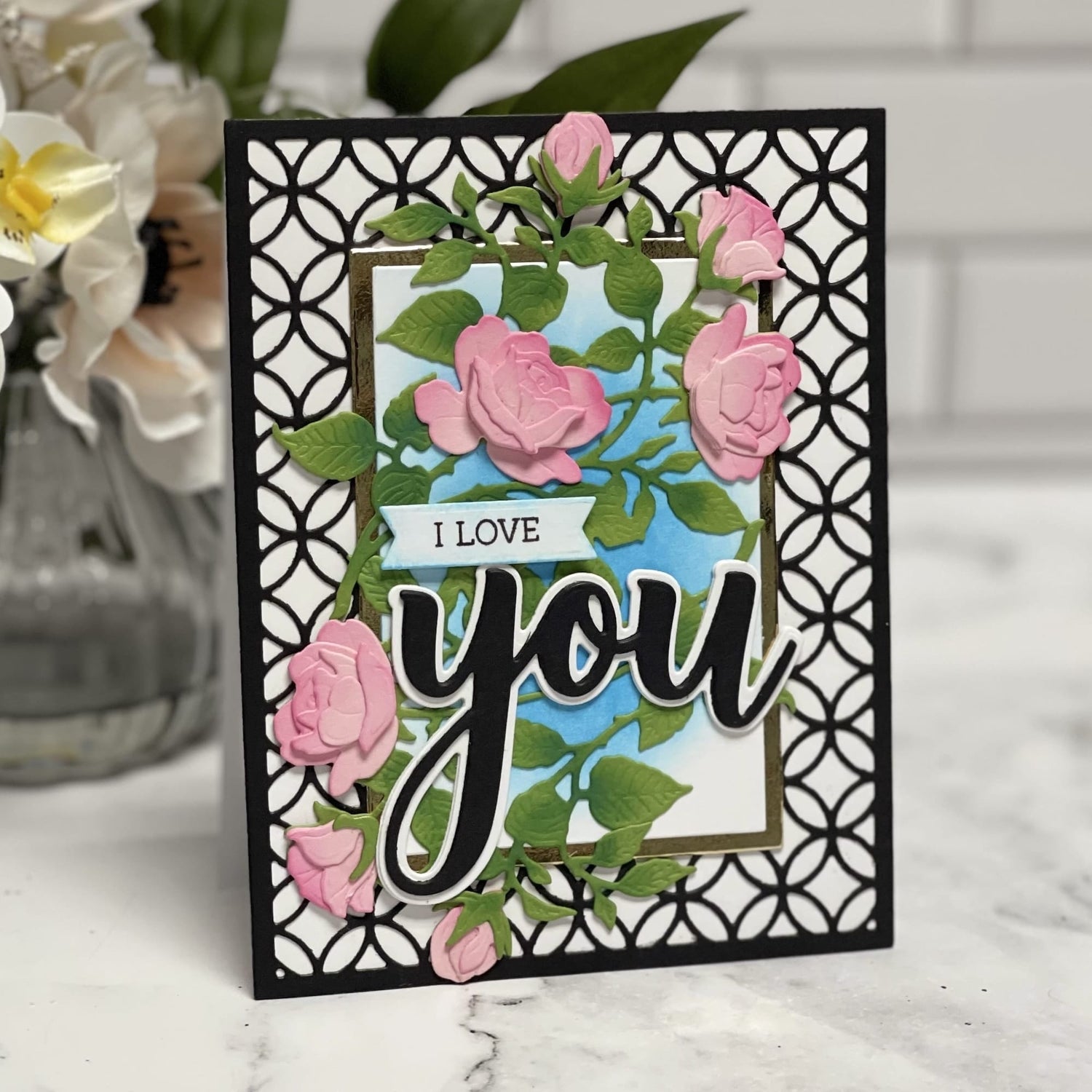 rose vine &quot;I love you&quot; handmade Valentine&