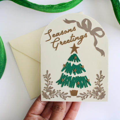 rustic seasons greetings Christmas card with Lessebo Colours paper