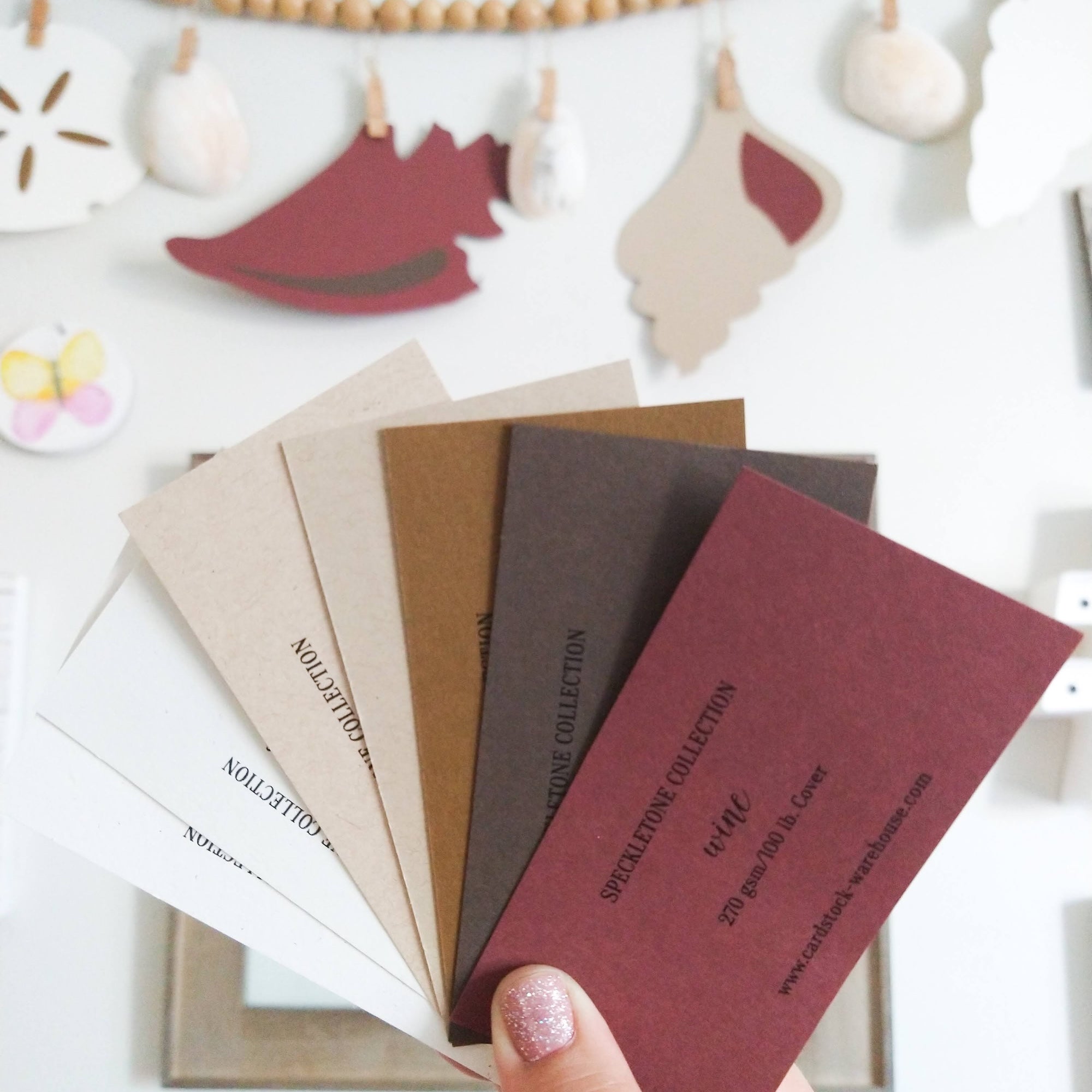 speckletone swatches with seashell banner in background